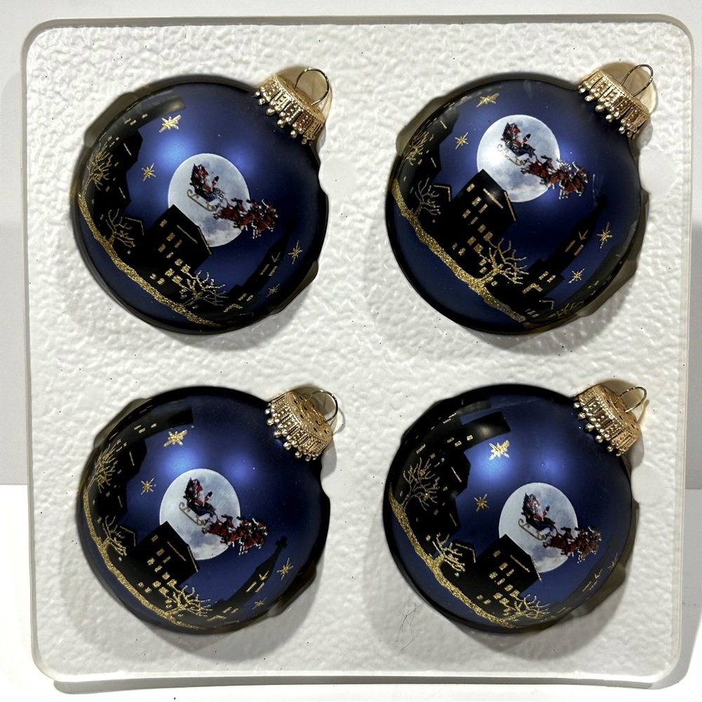 Holiday Ornaments Set - Blue and Gold